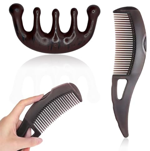 PYEUIFT 2 Piezas Peine Anticaspa, Peine para El Cuero Cabelludo, Peine de Masaje EnergéTico, Peine de Dientes Huecos para la Caspa, Peine para el Cuidado del Cuero Cabelludo