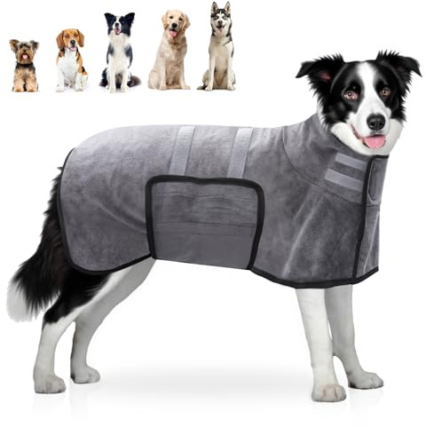ZEPPHI Peignoir en Microfibre, Serviette à Séchage Rapide pour Animaux, Peignoir pour Chien Absorbant, Convient pour Garder Les Animaux au Chaud, au Sec et pour Les Baigner (XL)