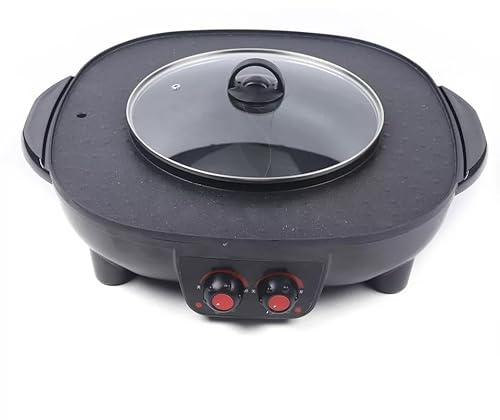 Electric Hot Pot und Grill 2 in 1 - Olla eléctrica Hotpot 220 V 4000 W parrilla eléctrica con cable de alimentación y tapa, calentamiento rápido, para barbacoa tailandesa para 5-6 personas