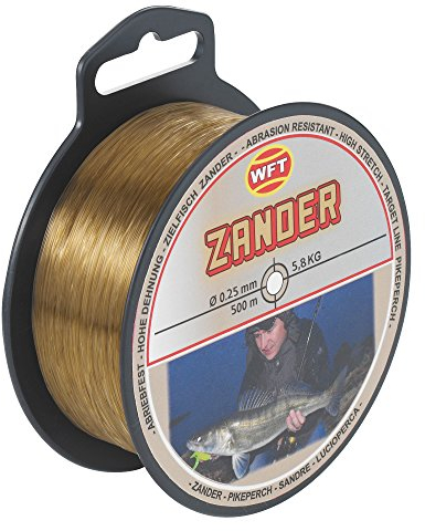 WFT Zielfisch Zander 0,25mm 5,8kg 500m braun - monofile Angelschnur zum Zanderangeln, Monofilschnur für Zander, Monoschnur