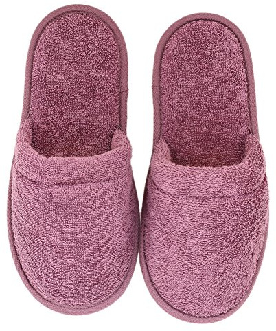 Arus Womens Turkish Terry Cotton Cloth Spa Slippers One Size Fits Most, Plum, 6-9.5 Wide Women