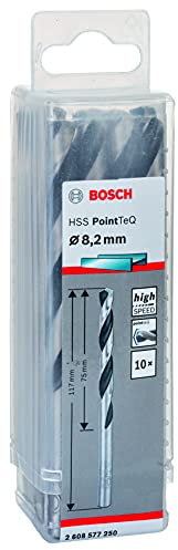 Bosch Professional 10-Piece PointTeQ HSS Twist Drill Bit (for Metal, 8.2 x 75 x 117 mm, Drill Driver Accessories)