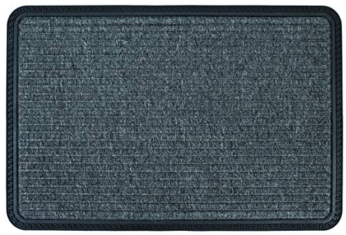 Fußmatte Außen & Innen - 25x60 cm - Grau Linien - Sauberlauf Türmatte rutschfest - Schmutzfangmatte sehr strapazierfähig - Fussmatte aussen Stufen