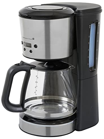 Tarrington House Kaffeemaschine, Edelstahl/Glas, 1,5 L, schwarz/silber