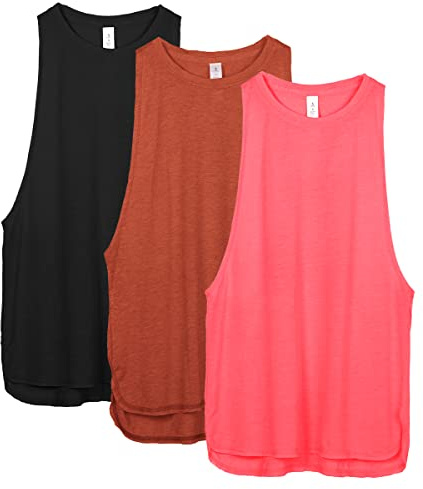 icyzone Femmes Décontracté Débardeur de Sport sans Manches en Vrac Exercice Yoga Running Tank Tops, Paquet de 3