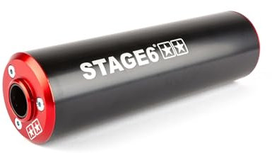 Rear silencer Stage6 50-80ccm mounting right, black/red