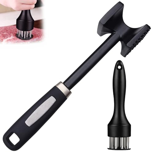Ylinwtech 2 PCS Steak Fleisch Hammer,Meat Tenderiser Set,Fleischklopfer,Doppelseitig Antihaft Schnitzelklopfer,Fleischhammer mit Rutschfestem Griff