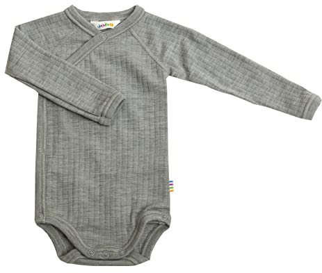 Joha Baby Jungen Mädchen Wickel-Body Langarm Merino-Wolle, Größe:80, Farbe:Light Grey Melange