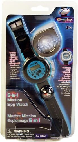5-in-1 Spy Watch - Gadget for Fun Day or Night Spy Missions Includes Compass, Magnifier, Light, Precise Timing, Smartwatch Band for 8+ Years
