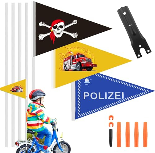 3 Stück Wimpel Fahrrad Kinder, Fahne Fahrrad Kinder, Fahrradwimpel Für Kinder, Kinderfahrrad Zubehör, Kinder Sicherheitswimpel Wimpelstange, Wimpel Fahrradanhänger, Fahrrad Fahne Kind