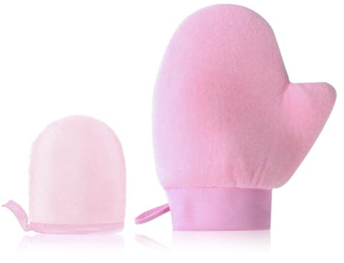 WeddHuis 2 Pcs Guanto Autoabbronzante Viso e Corpo Doppia Faccia Guanto Autoabbronzante per Crema Abbronzante Corpo Spray Autoabbronzante Olio Abbronzante