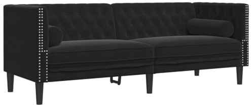 vidaXL Divano Chesterfield con Rinforzi 3 Posti Nero in Velluto, Divano a 3 posti, Divano, Divano da Salotto, divani a 3 posti, Divano Imbottito