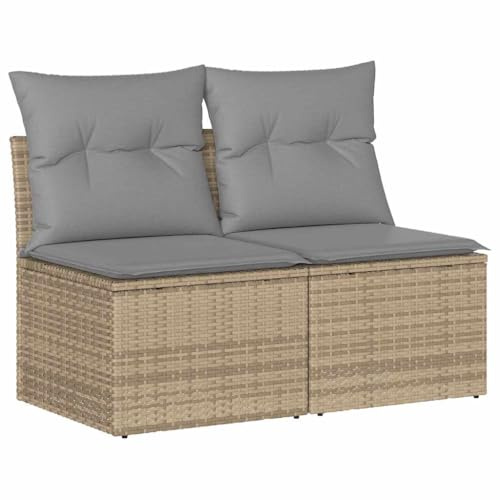 vidaXL Set Divano da Giardino 4 pz con Cuscini Beige in Polyrattan, Set Divano da Patio, Set Divano in Rattan PE, Set arredo da Giardino