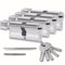 Lot de 4 cylindres pour serrures 30/30 mm avec clé unique, cylindres avec bouton, 8 vis, montable facilement, clés universelles pour tous les cylindres, longueur 60 mm