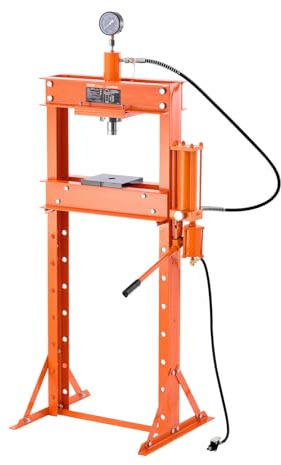 VEVOR Presse d'Atelier 20 T, Presse Hydraulique et Pneumatique à Cadre en H, avec Plaque de Pressage et Support Triangulaire, Réglable, Autoportant, Adaptée au Pliage, au Redressage, Emboutissage