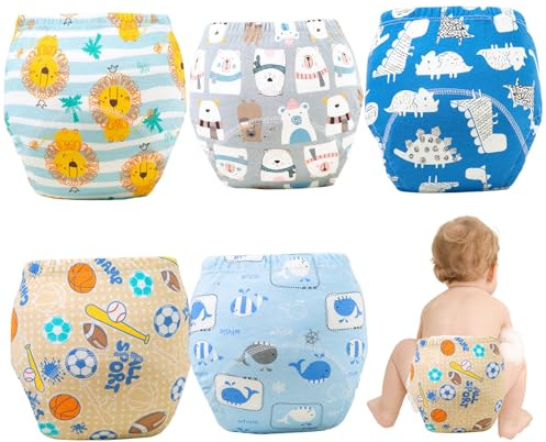 Lot de 5 sous-vêtements d'apprentissage de la propreté pour tout-petits culottes d'apprentissage de la propreté en tissu confortable sous-vêtements d'apprentissage de la propreté absorbants lavables L
