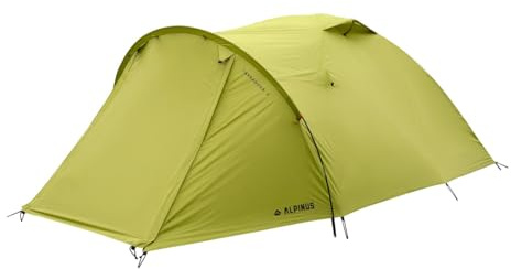 Alpinus - Zelt 3 Personen TARRAGONA 3, Camping Zelt aus Langlebige Materialien, Zelte mit Geräumiger Vorräum, Tent Praktisches Montagesystem, Campingzelt 180 x 220 x 130cm - Grün