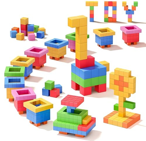 100PCS Magnetic Building Blocks, Sensory Square Construction Set, Ages 3+