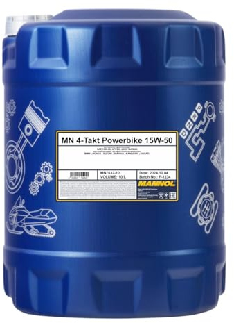 MANNOL 7832 Powerbike 4-Takt-Motorradöl 15W-50, API SN JASO MA2, 10L