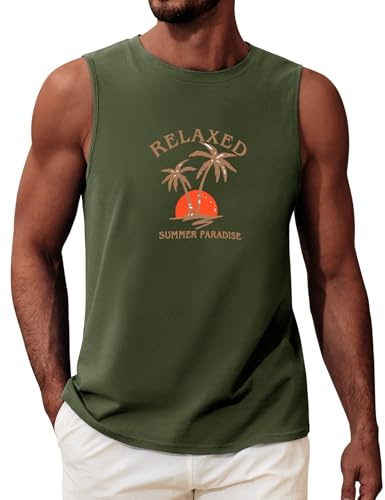 Voqeen Debardeur Homme Classique Tee Shirt sans Manche Col Rond Tank Top De Fitness Léger pour Les Vacances D'Été À La Plage Et Les Séances D'entraînement À La Salle De Sport