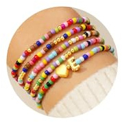 M MOOHAM Beaded Initial Bracelets for Women - 5PCS Colorful Beaded Bracelet Heart E Initial Bracelet Stack Jewelry Stretch Stackable Bracelets for Women Birthday Gifts for Mom Sister Best Friend Wife