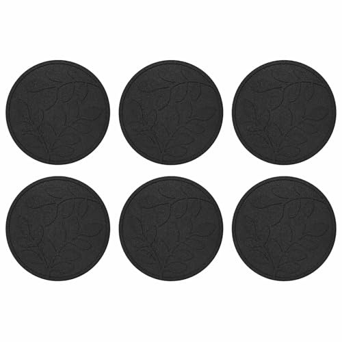 Gångvägar 6 stycken svart Ø 44 x 2 cm tillverkad av slitstarkt gummi, halkfri yta, väderbeständig, perfekt som trädgårdssten, trappsten, gångplatta för terrass, gård, balkong och trädgårdsväg