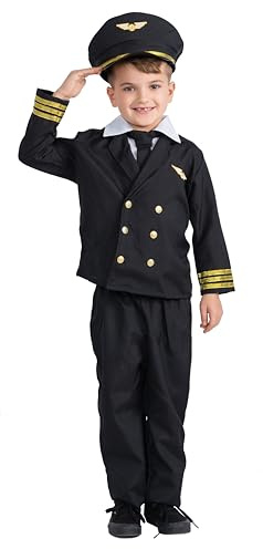 Dress Up America Costume de Pilote pour garçons et Filles - Uniforme de Capitaine de Compagnie aérienne pour Enfants - Habillage de Jeu de rôle pour Enfants