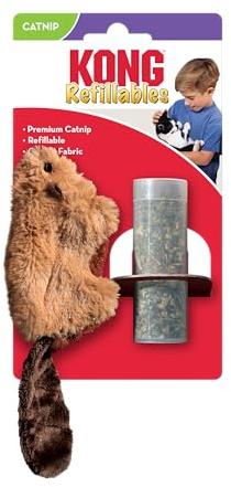 KONG - Refillables Beaver Catnip Toy - North American Premium Catnip, Cuddly Fabrics