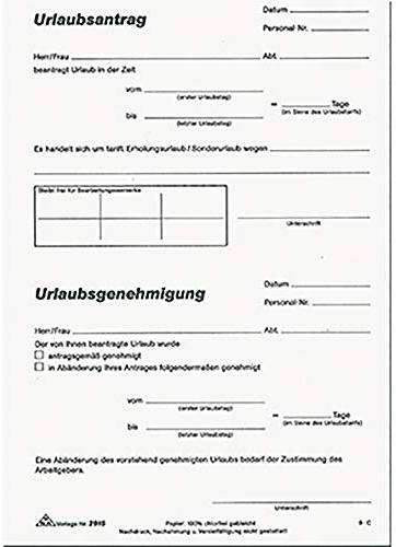 RNK - Verlag Vordruck ´Urlaubsantrag´, Block, DIN A5 2915