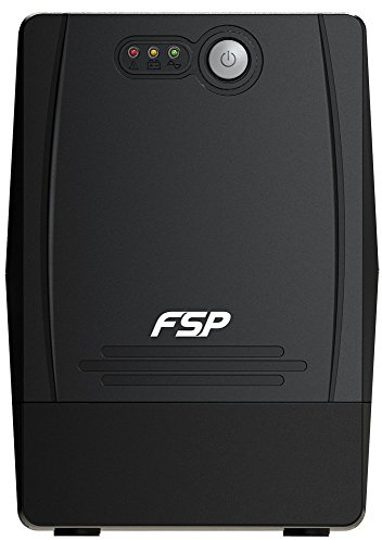 FSP Fortron FP 1 000 linje-interaktiv USV 1 000 VAC/600 W, 4 x sko, ingång spänningsomkrets 162–290 VAC, 60/50 Hz (bilavkänning), simulerad biokring, kallstartfunktion, ton larm, svart