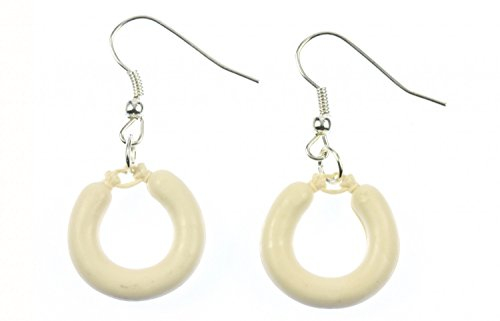 Miniblings Weißwurst Ohrringe Wurst Wurstring Bayern Wiesn weiß - Handmade Modeschmuck I Ohrhänger Ohrschmuck versilbert