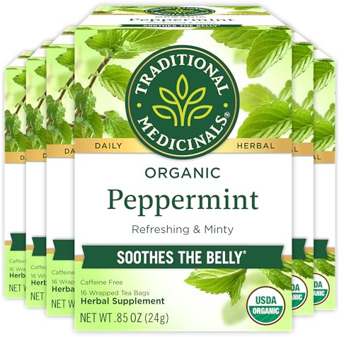 Traditional Medicinals Organic Peppermint Tea, 16 Tea Bags (Pack of 6)