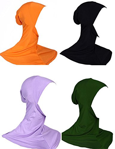 GladThink Donna Musulmana Mini Full Cover Hijab Caps Sciarpa Islamica 4 Pezzi Set No.4