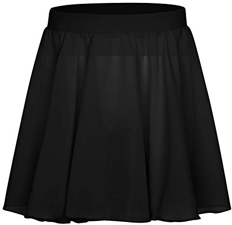 tanzmuster Kinder Ballettrock Eva zum Reinschlüpfen aus Baumwolle und Chiffon in schwarz, Größe:128/134