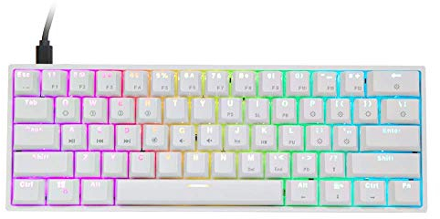 EPOMAKER SKYLOONG SK61 GK61 60% Tastiera Meccanica Retroilluminata RGB, che USB-C, optical hot swap e personalizzabili, ABS, NKRO, antipolvere, per PC/MAC/Gamer (Bianco, Gateron Ottico Blu)