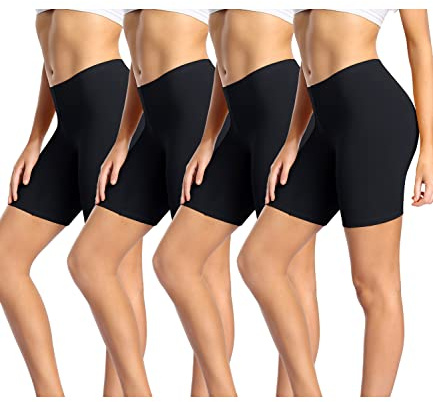 wirarpa Leggings Corti Pantaloncini Sottogonna Donna Cotone Shorts Pacco da 4 Nero Taglia 5XL