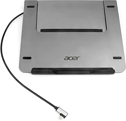 acer Notebook Stand mit 5-in-1 Docking Funktion (USB Type C zu 3X USB 3.0, 1x HDMI, 1x USB 3.1 (inkl. PD)) Silber