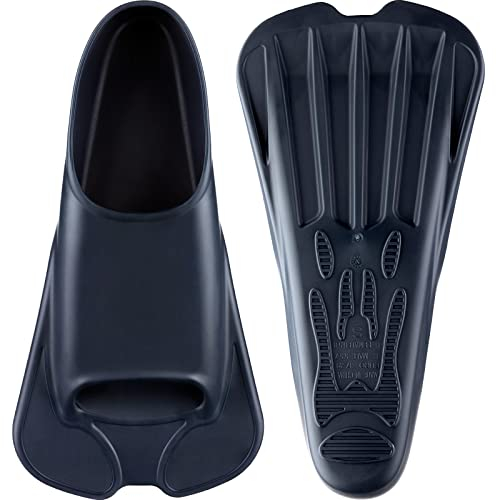 CAPAS Kurze Trainingsflossen für Schwimmen | Komfortable Silikon Schwimmflossen | Kurzflossen | Taucherflossen | Unisex Flossen für Kinder Erwachsene | Kurze Klinge Beinstärke aufbauen (Marineblau XS)
