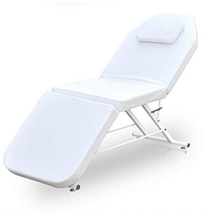 Bathrena Klappbar Massageliege 182cm SPA Salon Bett Kosmetikbett Massagetisch 3-Zonen Farbwahl Massagestuhl kosmetikliegen Kosmetik Liegen Dreifach Tragbare (Weiß)