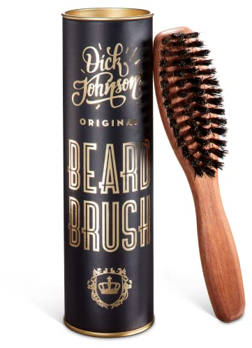 Dick Johnson Bartbürste Männer 15 cm– Wildschweinborsten mit Nylonstiften für Bartpflege & Styling – Holzbürste für langen Bart & Vollbart – Bart Kamm Set Ergänzung – Handgefertigt in Spanien
