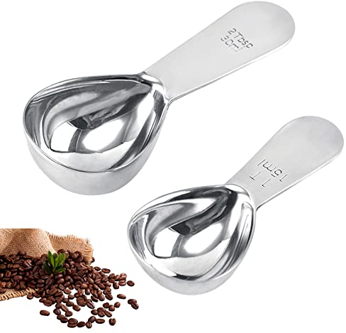 GNCLOUD Coffee Scoops 2pcs, Stainless Steel Coffee Spoon, Coffee Measure Spoon, with Graduated Measuring Spoon 15ML & 30ML