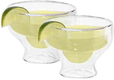 Oggi Margarita Lot de 2 verres isothermes à double paroi, parfaits pour les margaritas et les cocktails, restent frais plus longtemps, même à l'extérieur, visuellement superbe, 300 ml