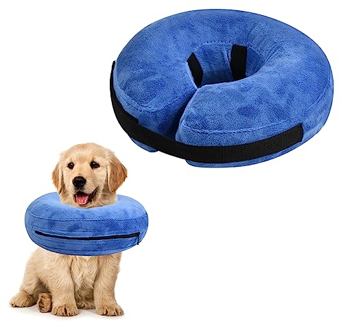 Aufblasbar Halsband für Haustier, Hunde Schutzkragen Krägen, Inflatable Pet Collar, Weich Einstellbar Bequem Halskragen für Hunde und Katzen Genesung Nach Operationen, Anti-Bite/Lick (M)