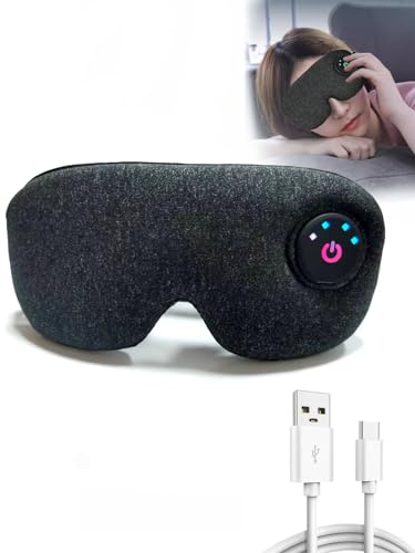 PJYU Maschera termica per gli occhi per alleviare l'affaticamento e gli occhi asciutti, maschera riscaldabile con batteria, 3 impostazioni