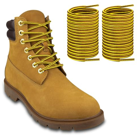 Endoto Lacci per Timberland Stivali da Lavoro Escursionismo e Caccia, Rotondi Stringhe Laces di Ricambio per Scarpe - Giallo e Marrone, 54 pollici