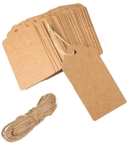 Large Gift Tags 50PCS Brown Gift Tags 9 x 4.5CM Kraft Paper Tags Paper Tags with Free Natural Jute