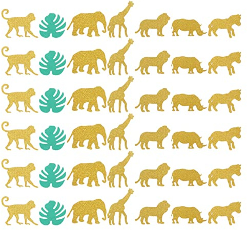 Cabilock 100pcs Confeti De Animales y Monstera Decoraciones Creativas Para Fiesta De Cumpleaños Papel Para Esparcir Decoración Fiestas