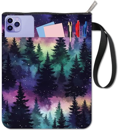 craspire Buchumschläge Mit Waldmotiv Baummotiv wasserdichte Buchtasche Mit Reißverschluss Waschbarer Buchhüllenschutz Aus Stoff Mit Reißverschluss Und Zusätzlicher Hüllentasche Für Bibliothekare