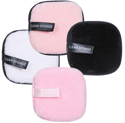 Almohadillas faciales reutilizables, 4 unidades reutilizables para limpieza facial, multiusos, y lavables, para sombra de ojos, rímel, lápiz labial