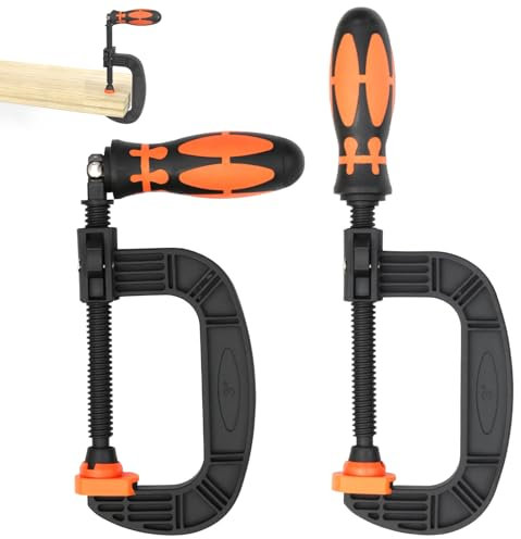 2 Pezzi Morsetto Resistente, Robusto e Facile da Usare, Morsetto a G per Lavorazione del Legno, Applicazioni Versatili, Morsetti a G, per il Fissaggio di Pezzi in Lavorazione (Nero + Arancione)